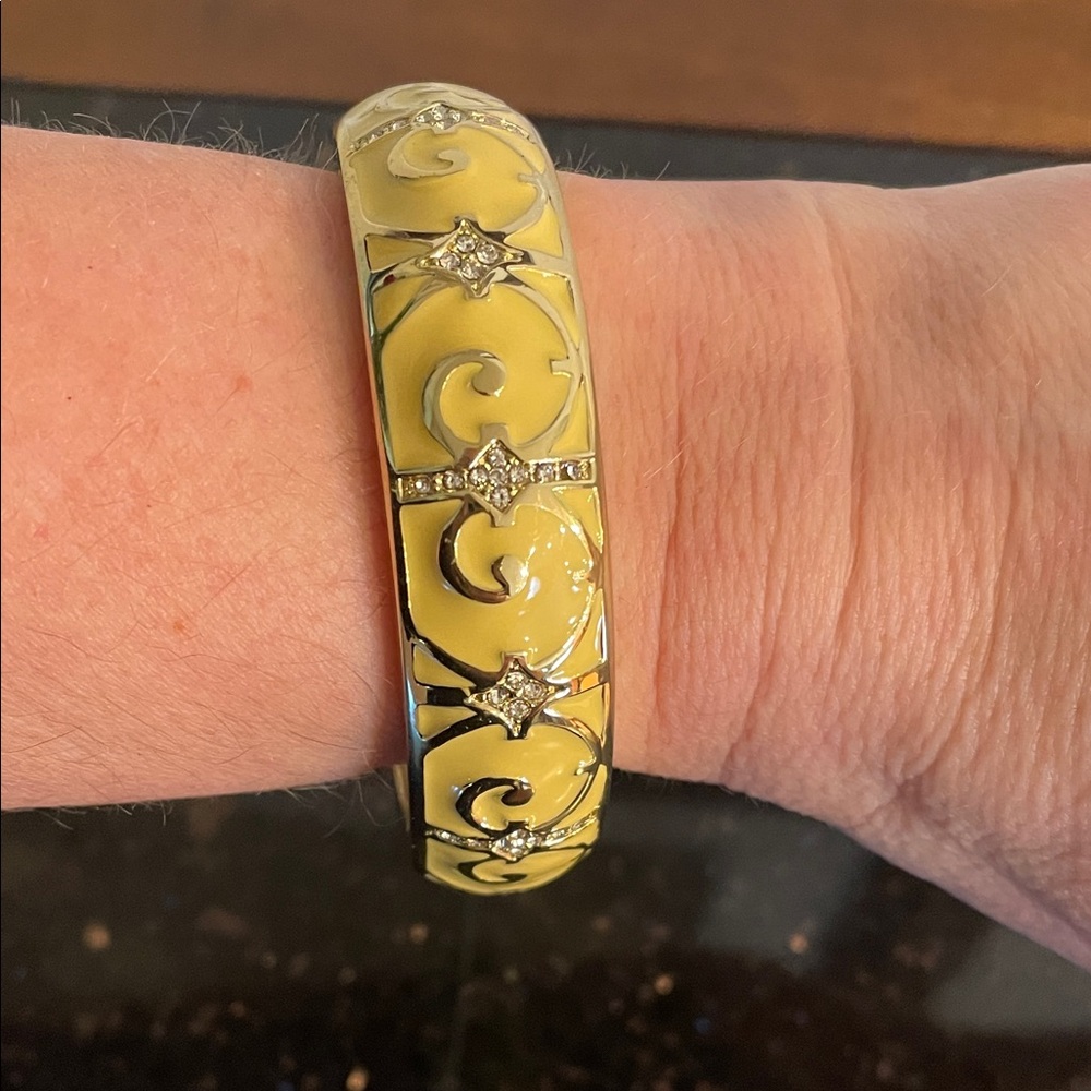 Elegant Yellow Enamel Bracelet with Silver Accents